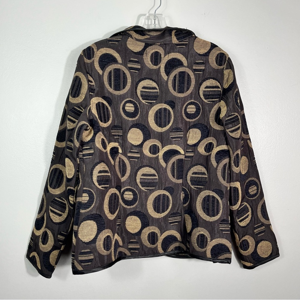 Kaktus Circle Disco Art Deco Needlepoint Polka Dot Printed Blazer Knit Jacket M - Picture 4 of 4